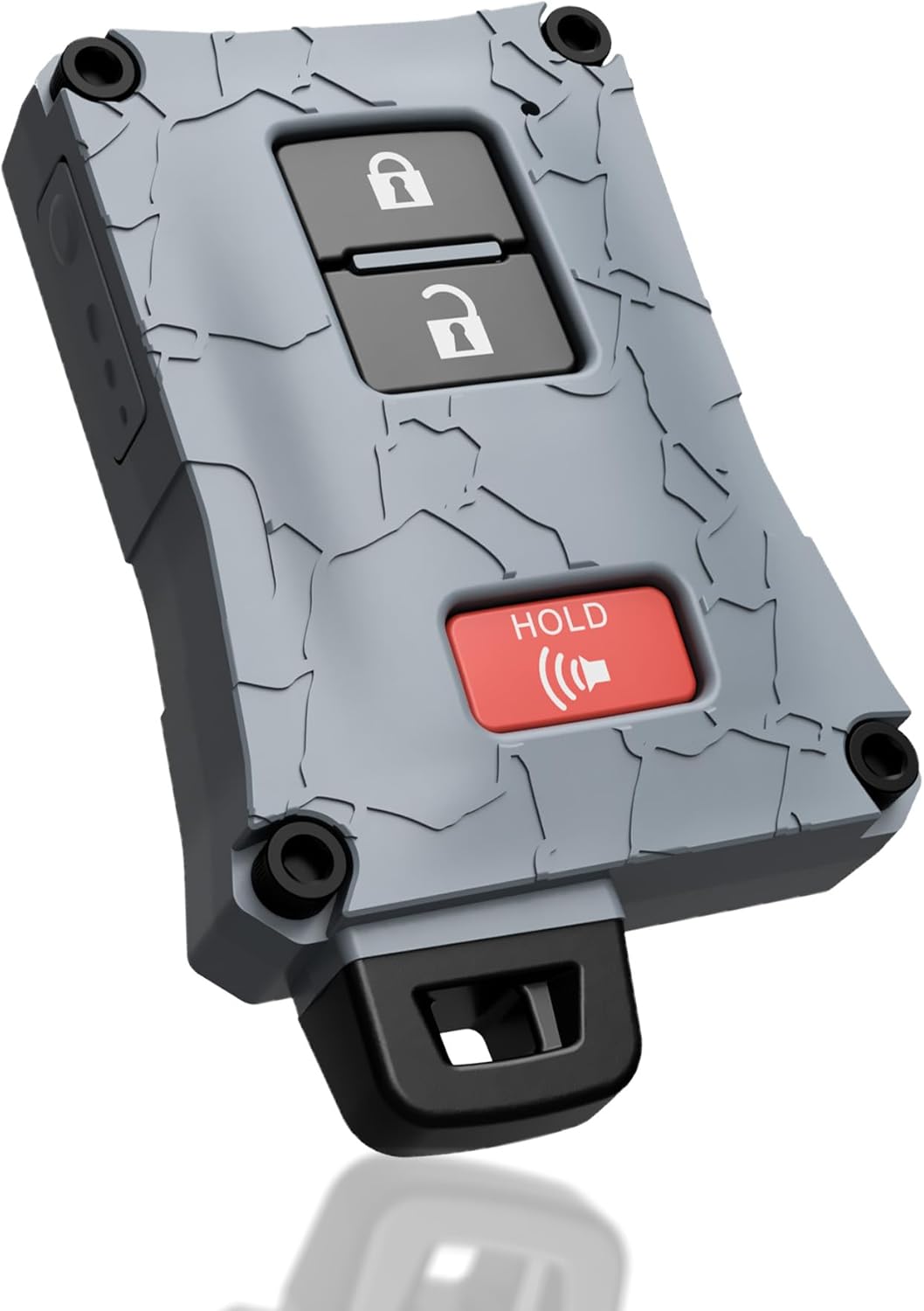 Heavy-Duty Key Fob Cover – for Toyota Tacoma 16-23 3rd Gen, Tundra & 4Runner 20-21 3rd Gen Accessories -Rugged Key Protector – Shockproof & Scratch-Resistant – Secure Fit (Cement, Black Screws)