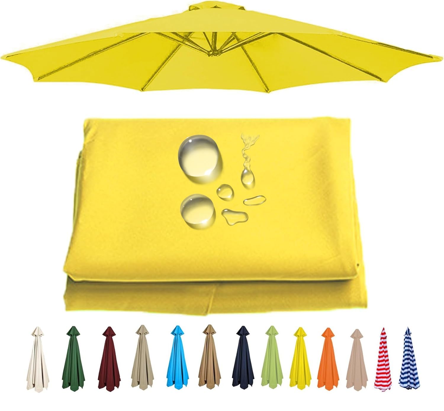 UWOBTN Replacement Parasol Canopy 2.5m 3.0m 3.5m, for Patio Deck Balcony Pool Garden Outdoor Waterproof Umbrella Replacement Fabric 6/8 Arms Sunshade Umbrella Cloth(B10,8ribs 270cm/8.2ft)