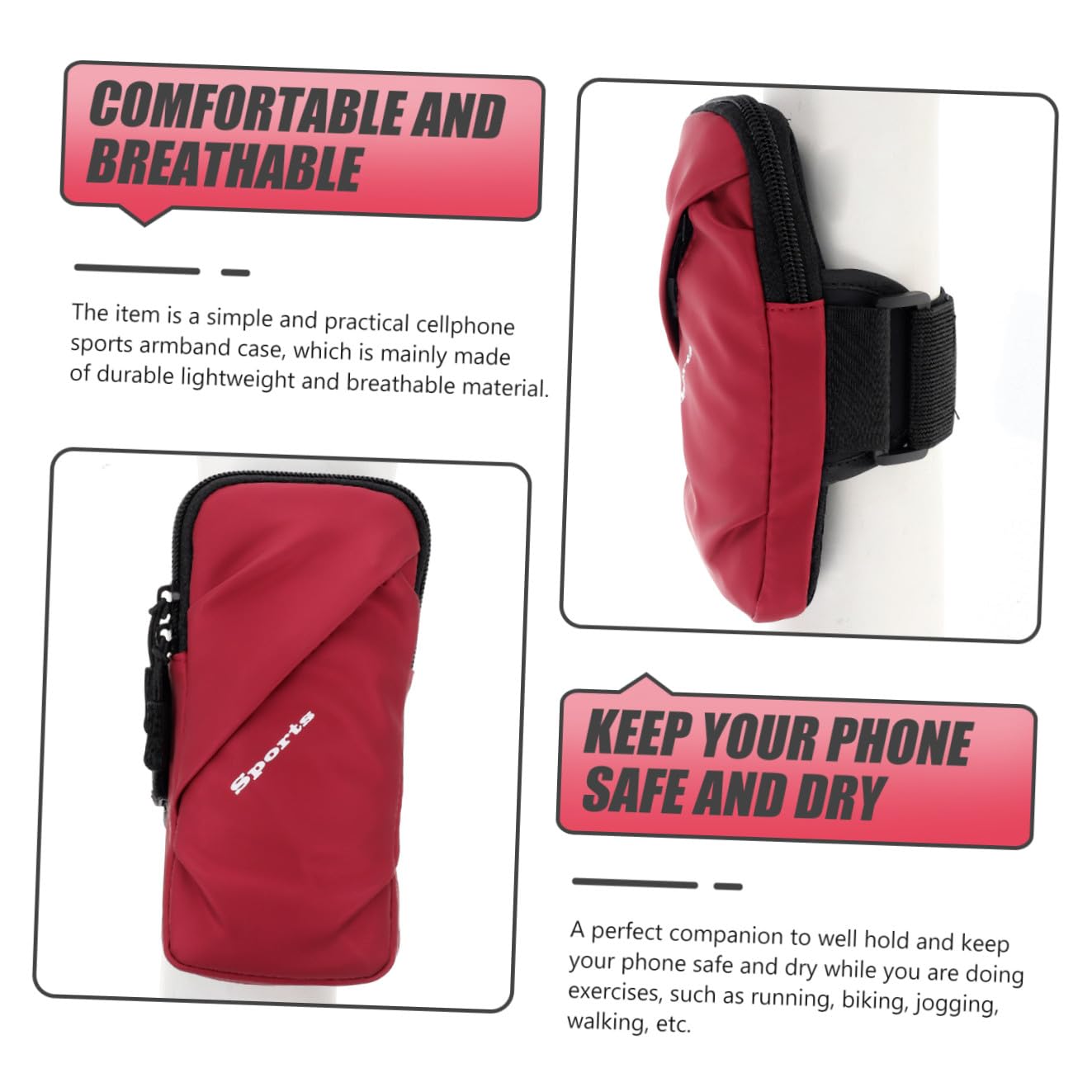 jojofuny 3pezzi Cintura Sportiva Per Smartphone Borsa Da Braccio e Traspirante Pouch Per Cellulare Da Corsa Design Elegante e Compatto Per Attività All Aperto