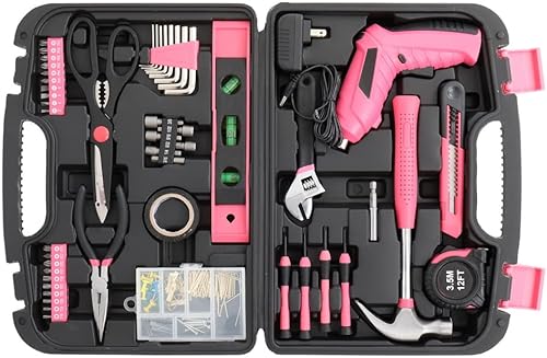Miniatura 4 de Juego de herramientas para el hogar de 149 piezas, kit de herramientas de viaje y reparación del hogar, juego de herramientas manuales para el hogar