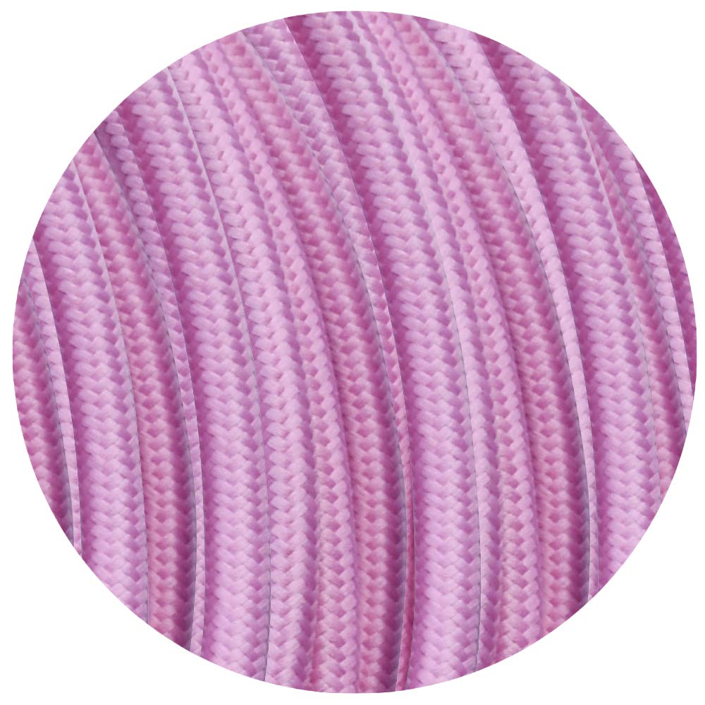 Vintage Italian Coloured Braided Peach Lighting Fabric Cable Flex Cord 2 Core Round 0.75mm Lightting Wire for pendant, Ceiling Light (Baby pink)