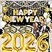 KatchOn, Huge New Years Decorations 2026 Set - Pack of 44 | Gold and Black Happy New Year Banner, 2026 Balloon Numbers | New Years Balloons for NYE Decorations, New Years Eve Party Supplies 2026