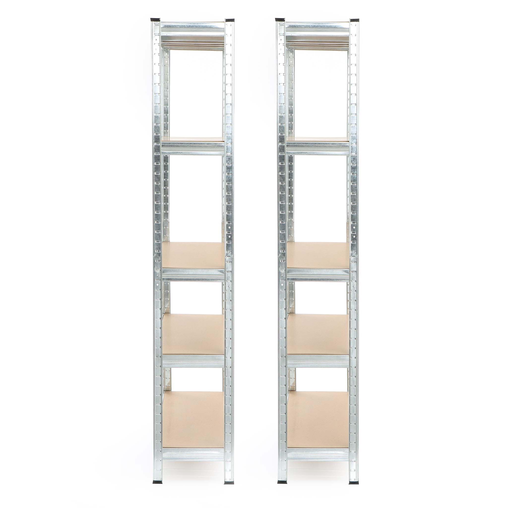Wiltec 2x Regał magazynowy z ocynkowanej stali 90 x 30 x 180 cm, regał garażowy do 875 kg z montażem bez narzędzi, regał do piwnicy i magazynu