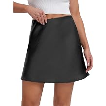 Ezcosplay Womens Satin Mini Skirt Summer High Waisted Elastic Waist A-Line Silk Short Party Skirts