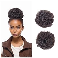 Vista 11 de Extensión de cola de caballo afro con cordón, corta sintética afro rizada para cabello natural, clip de cabello rizado con cordón, moño