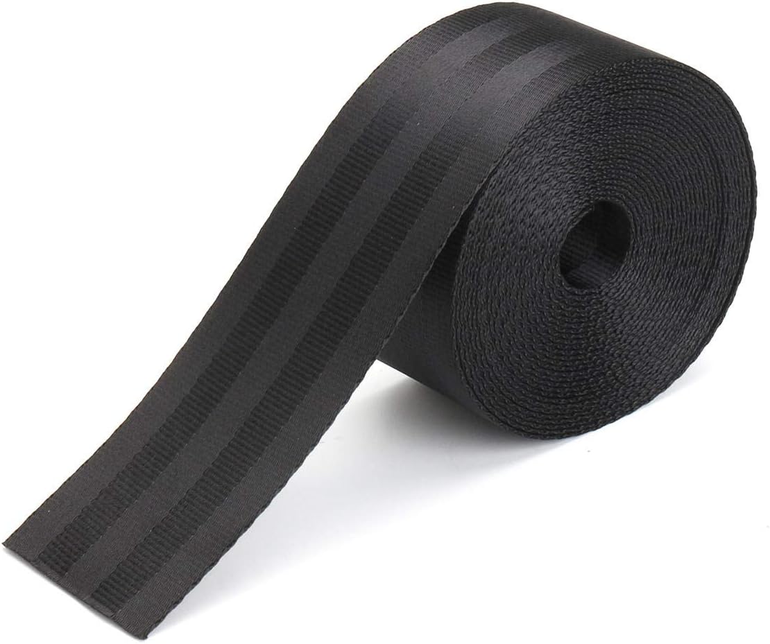 MTP 1"/1.5"/ (4.8cm ~ 2") x 5/10 Yards Seat-Belt Black Polyester Webbing Strap Repair 5 Panel 5000 lbs Heavy Duty Backpack (4.8cm ~ 2" x 5 Yards)