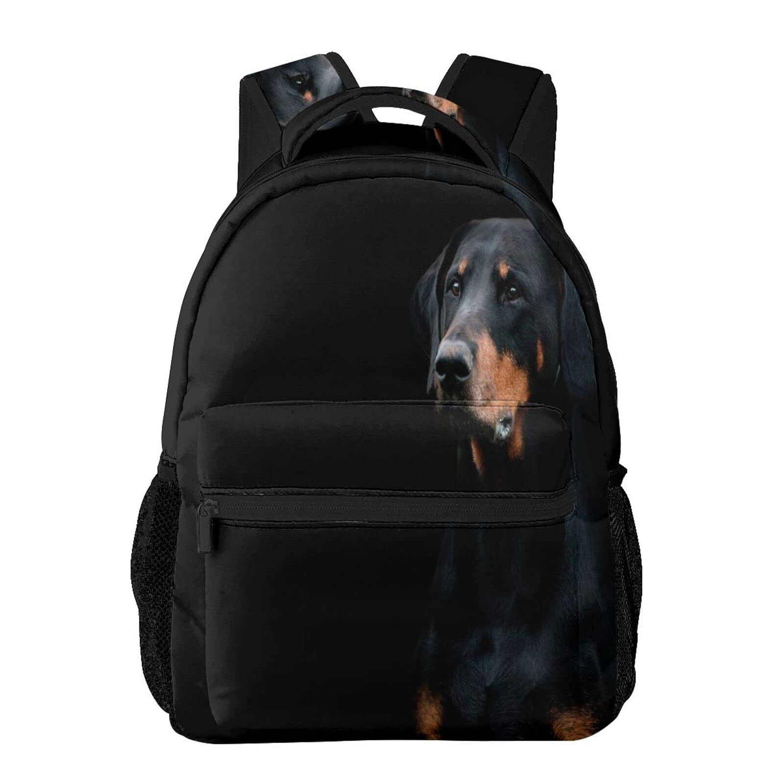 Zaino casual Doberman Pinscher Animali domestici Cani Cani neri Doberman Classic Bookbag Borsa da scuola resistente all'acqua Zaino casual con tasche laterali