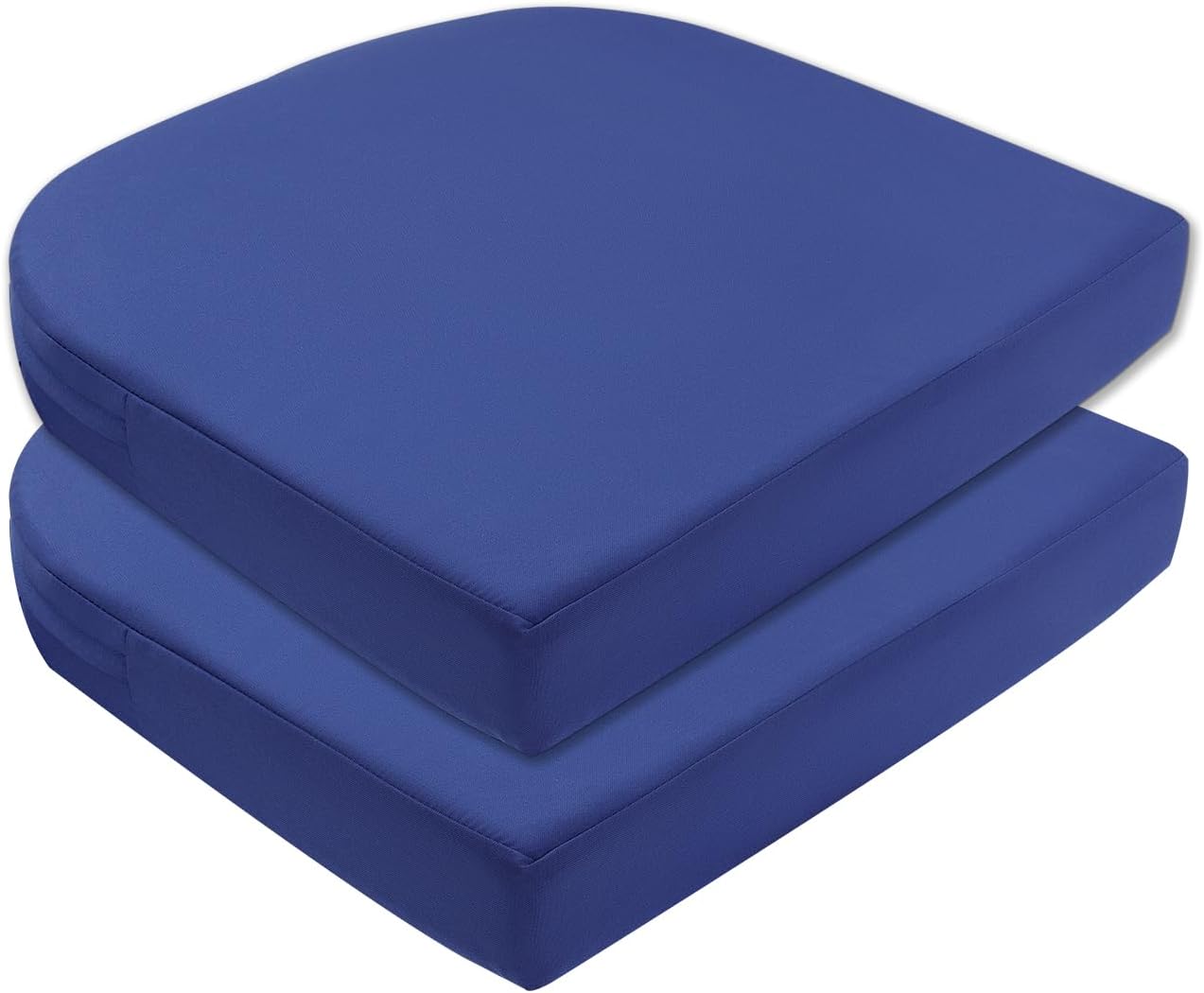 Topotdor Outdoor Chair Cushions for Patio Furniture, Waterproof Patio Chair Cushions Set of 2, Indoor/Outdoor Round Corner Chair Seat Cushion with Ties, 18x18x3, Blue