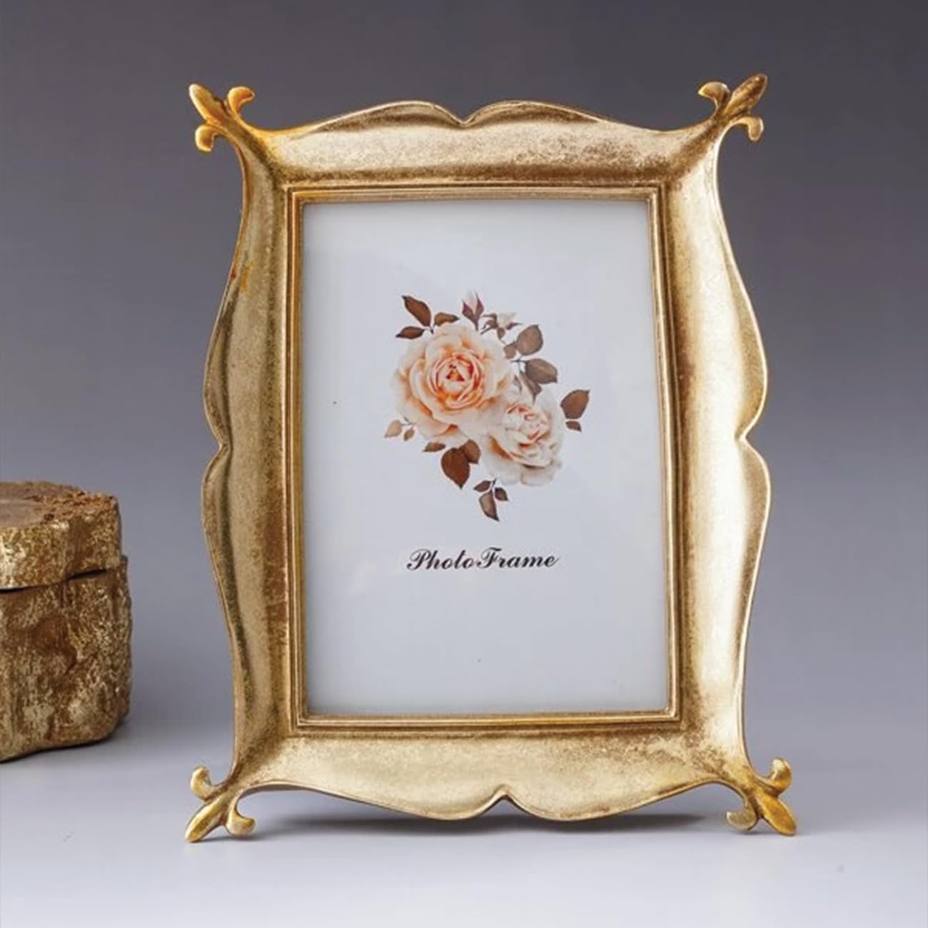 Art Street Elegant Vector Design Resin Vintage Table Photo Frame, 5x7 Inch Photo, Decorative Designer Frames Perfect for Home Decor, Unique Gift Idea, Durable, Birthday, Wedding, Gift - Royal Gold-image-36