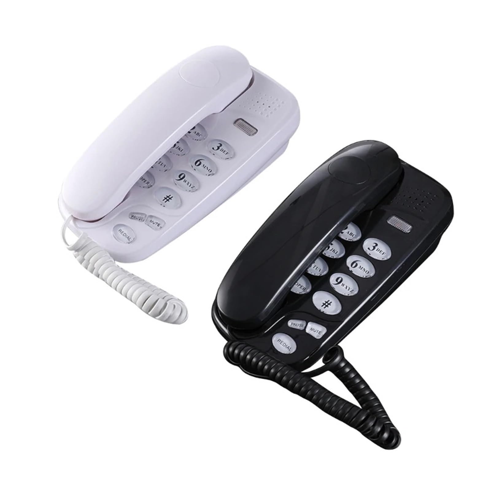 Teléfono fijo con cable, función de silencio y rellamada. Luz de llamada. Fácil de instalar. Teléfono inteligente for el hogar.(Nero)