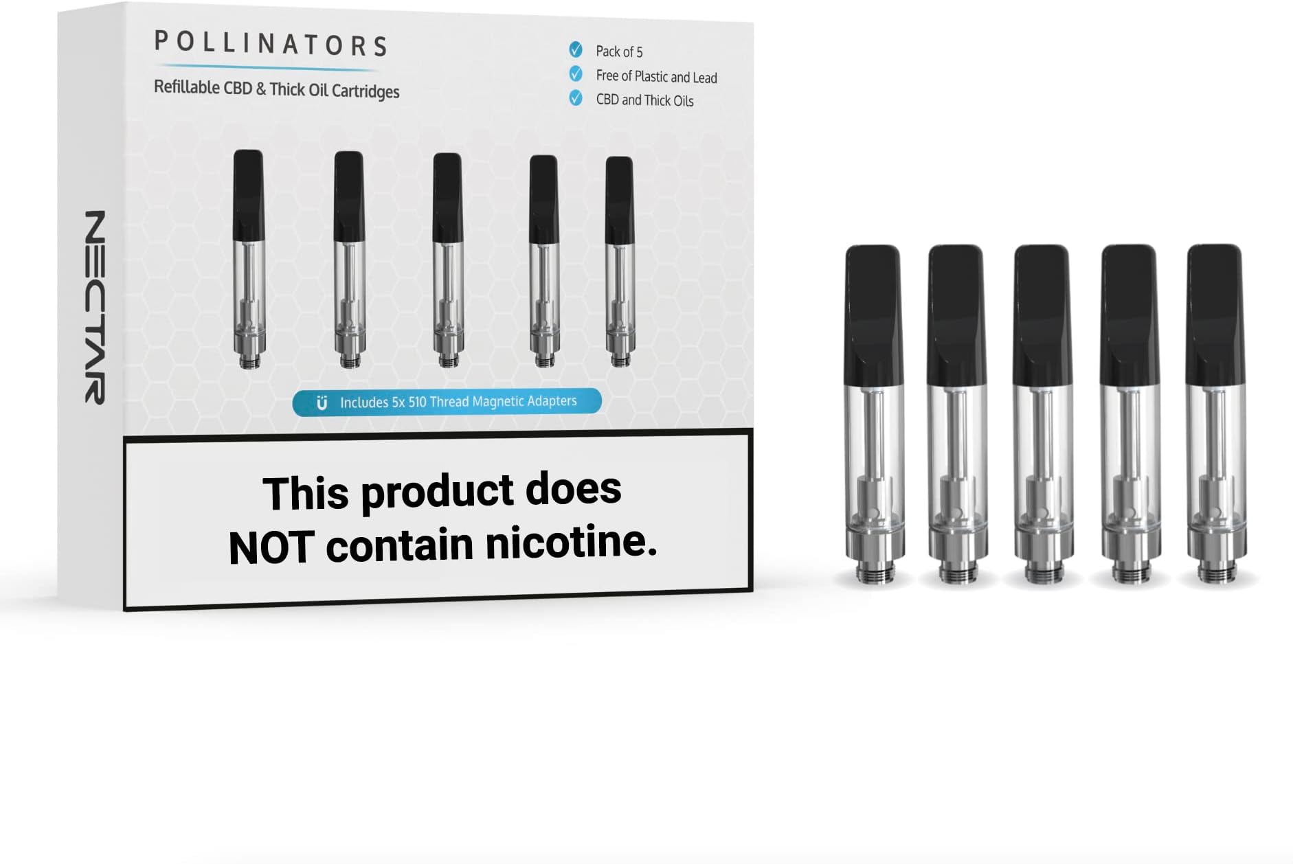 5x CBD & Thick Oil Refillable Atomizers