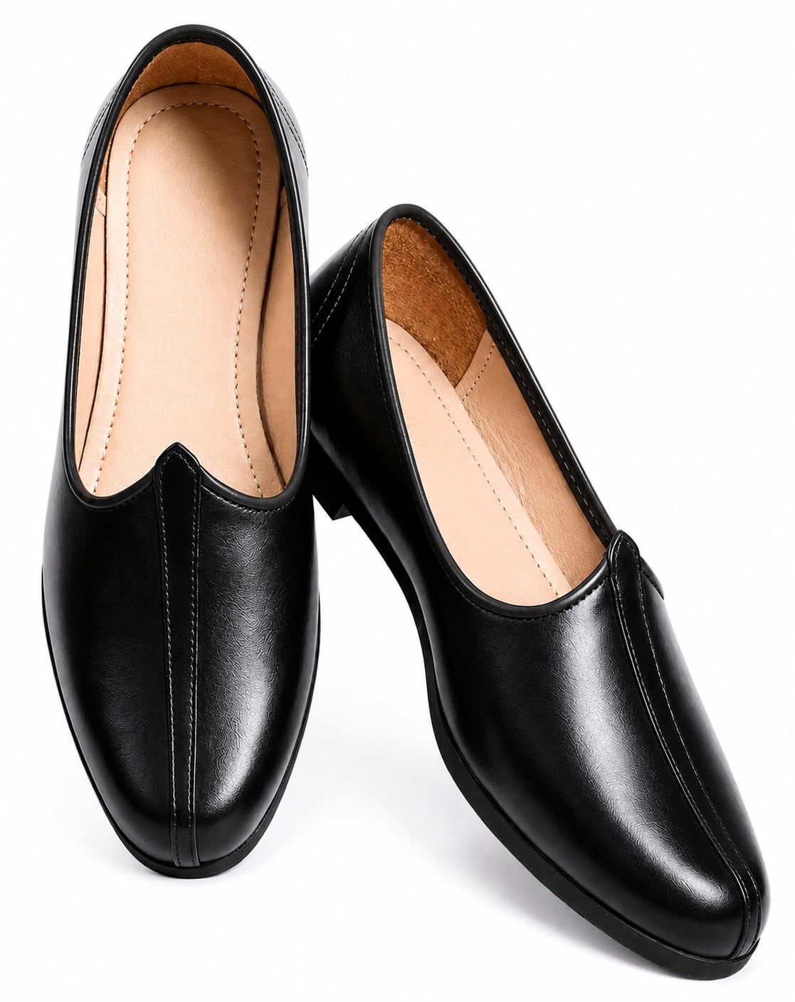 r rj trends Men's Black Leather Jutti Slip-On Loafers, Traditional Style, Ethnic Footwear-picture-18