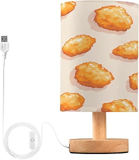 Cute Fried Chicken Nuggets Table Lamp Nightstand Lamp with USB Port Bedside Desk Lamps for Home Living Room Bedroom Kids Room Office