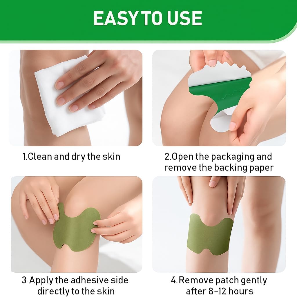 Herbal Knee Pain Relief Patches ,12-Hour Long Lasting Heat Therapy for Joint Pain, Stiffness & Swelling – Ayurvedic Ingredients with Ginger, Mugwort & Eucalyptus Oil – For Men, Women & Elderly ( Pack of 20) — Amazon image 9