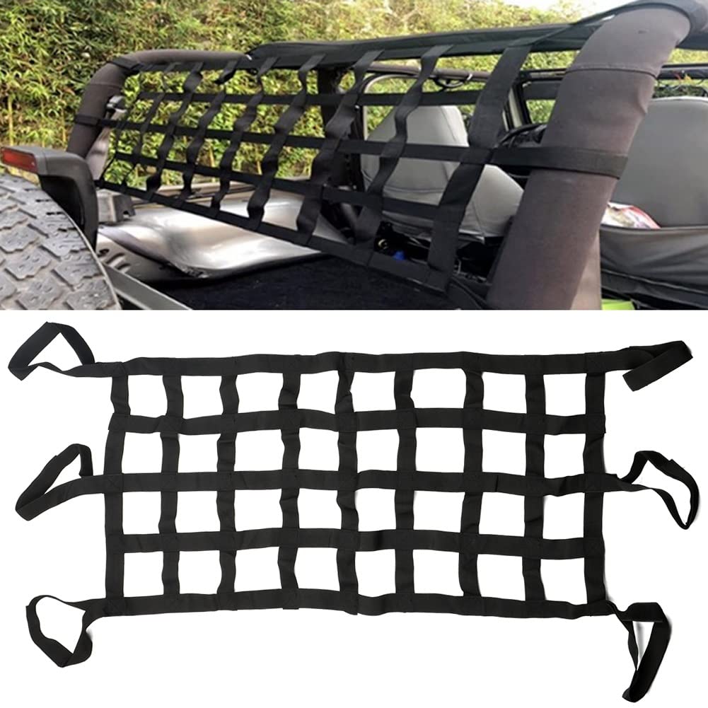 Barre Tettuccio Amaca per Rete Portaoggetti per Bagagliaio Posteriore per Tetto Auto per Wrangler Copertura per Rete da Carico per Carichi Pesanti Universale Portatutto