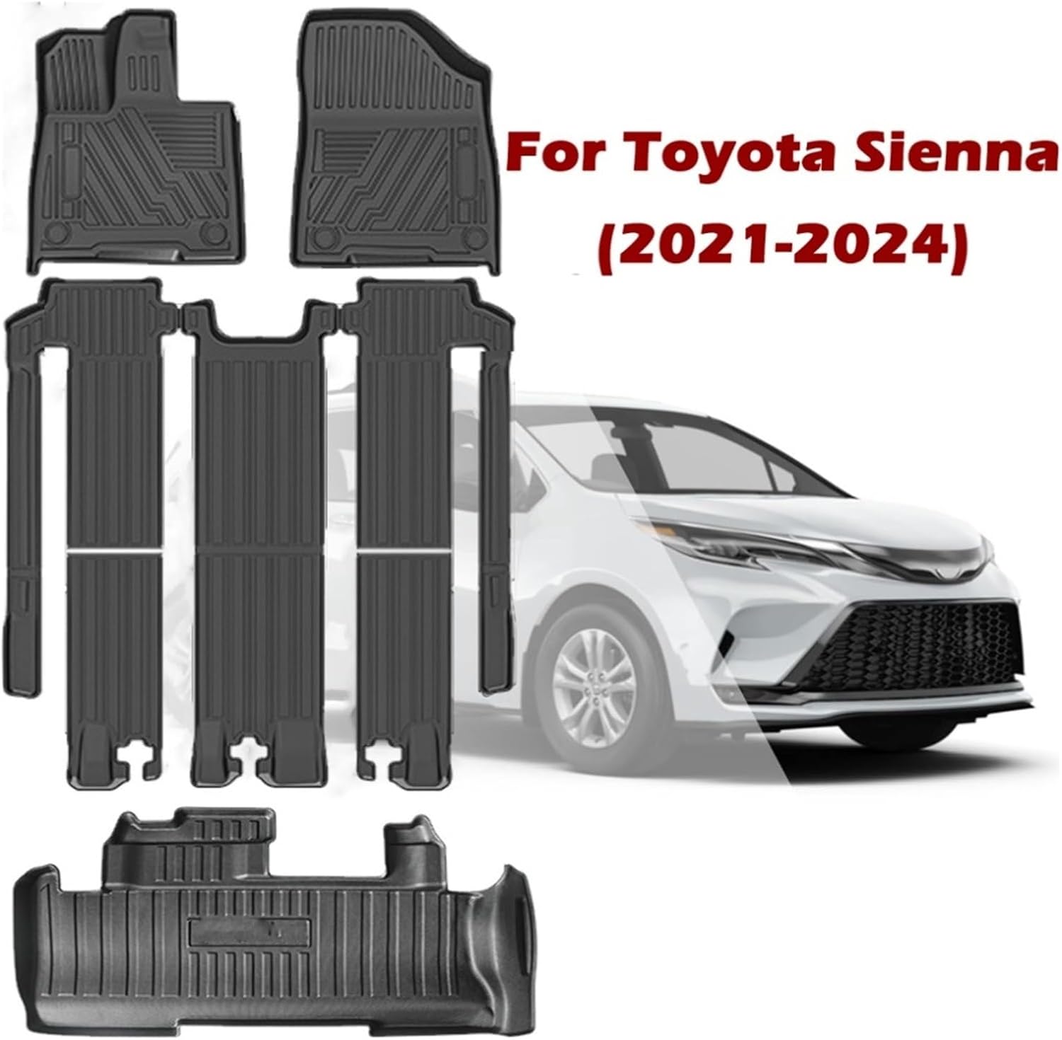 TPE Floor Mats | Compatible with Toyota Sienna 2021-2024,All Weather Car Floor Mats&Cargo Liner Accessories(Floor Mats 3pcs)