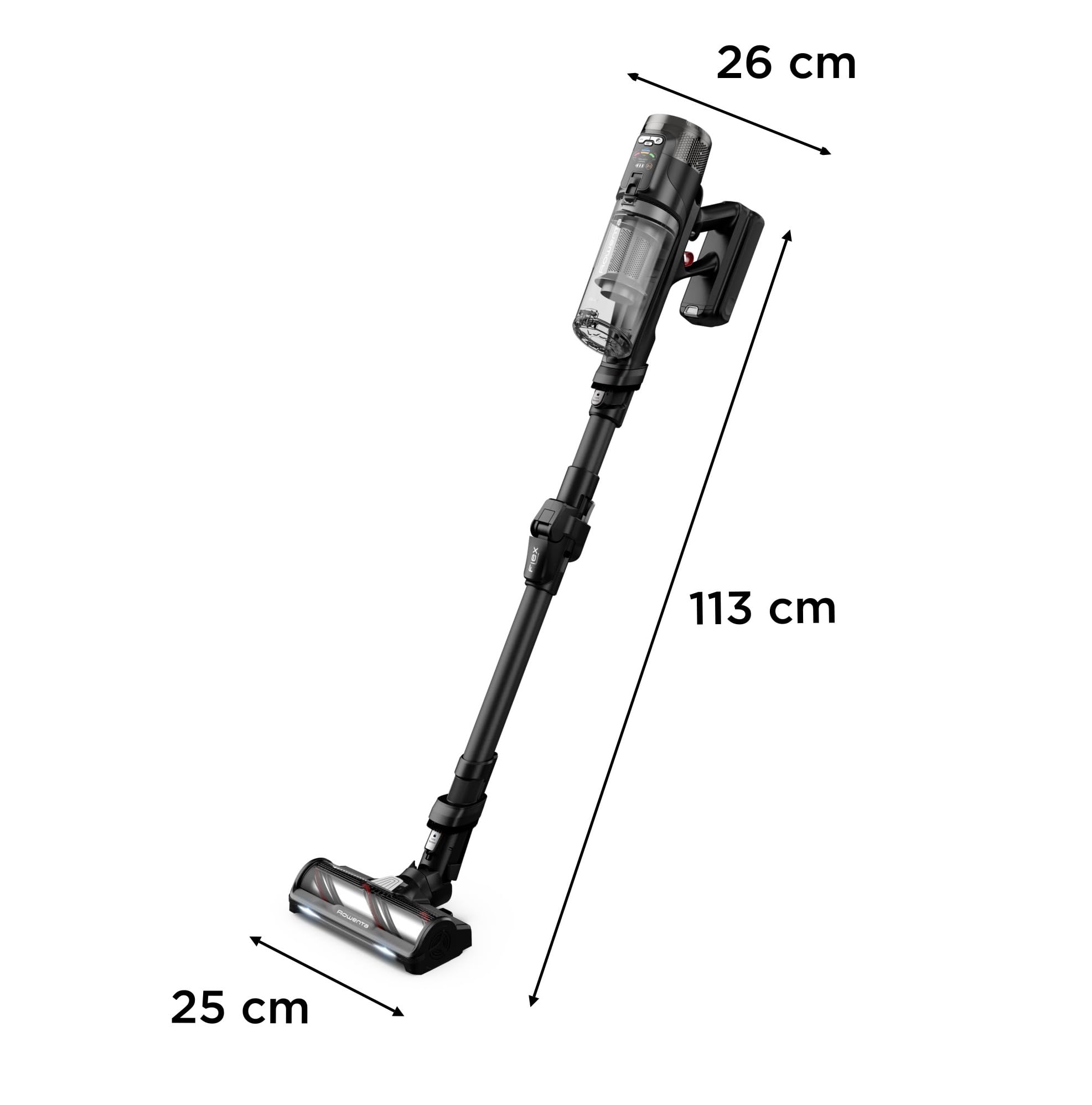 Rowenta X-Force Flex 12.60 Neo Complete, Aspirapolvere Senza Fili Potente con Due Spazzole per Pavimenti e Tappeti, Display, Autonomia Fino a 60 Minuti, 150 AirWatt, RH9L55
