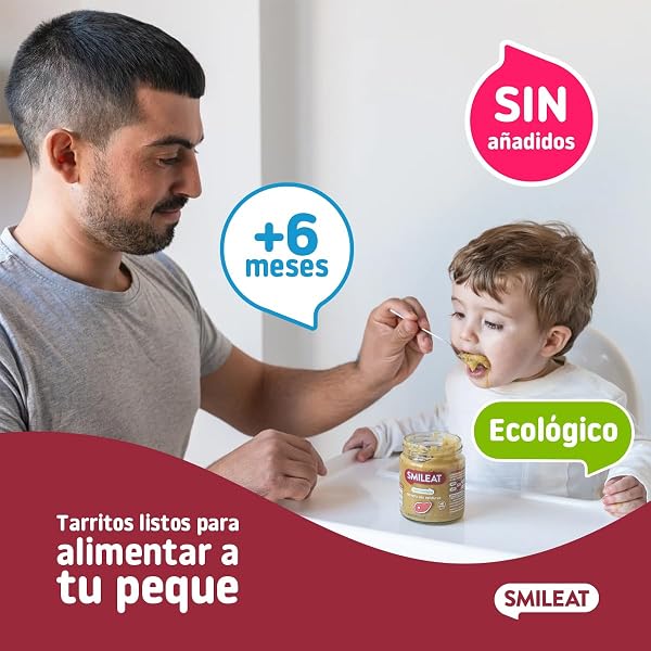 Smileat - Tarrito Ecológico con Sabor a Ternera con Verduras, Ingredientes Naturales, para Bebés desde 6 Meses, Sano y Saludable, sin Gluten - Tarro de 230 g - 3