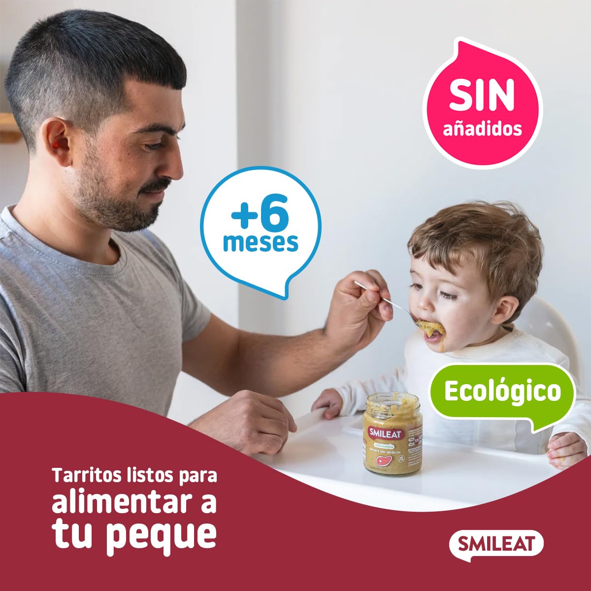 Smileat - Tarrito Ecológico con Sabor a Ternera con Verduras, Ingredientes Naturales, para Bebés desde 6 Meses, Sano y Saludable, sin Gluten - Tarro de 230 g — view 3