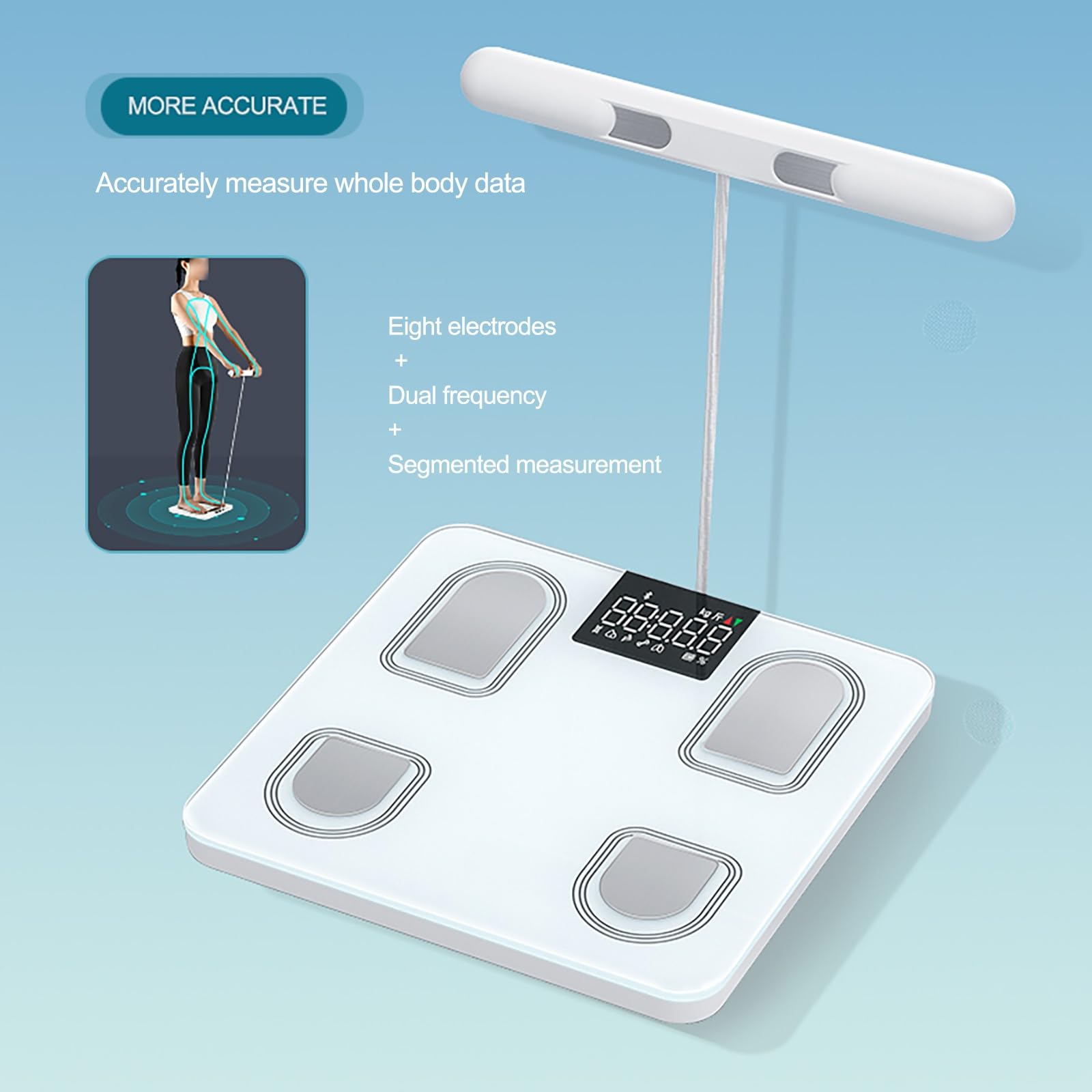 Bascula de Baño Electrónica, Bluetooth Inteligente con Aplicación, 45 Indicadores de Salud, Báscula Inteligente de Alta Medición Precisa, báscula Inteligente(White)