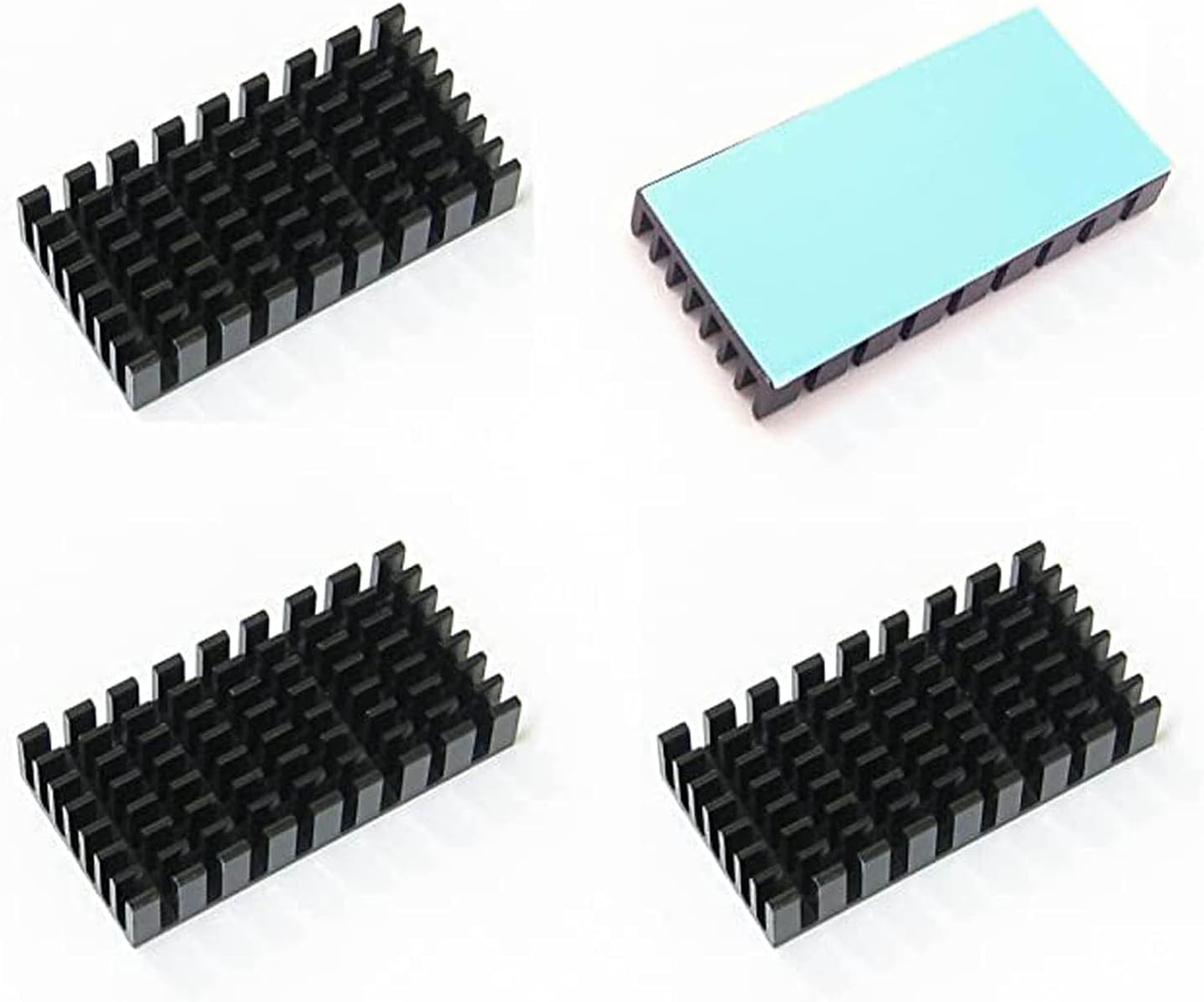 Easycargo 4pcs 50mm Heatsink 50x25x10mm + pre Applied 8810 Thermal Conductive Tape, Cooling Aluminum Heatsink for Cooling Raspberry Pi, M.2 SSD NVMe mSATA mini-SATA (4pcs 50mmx25mmx10mm)