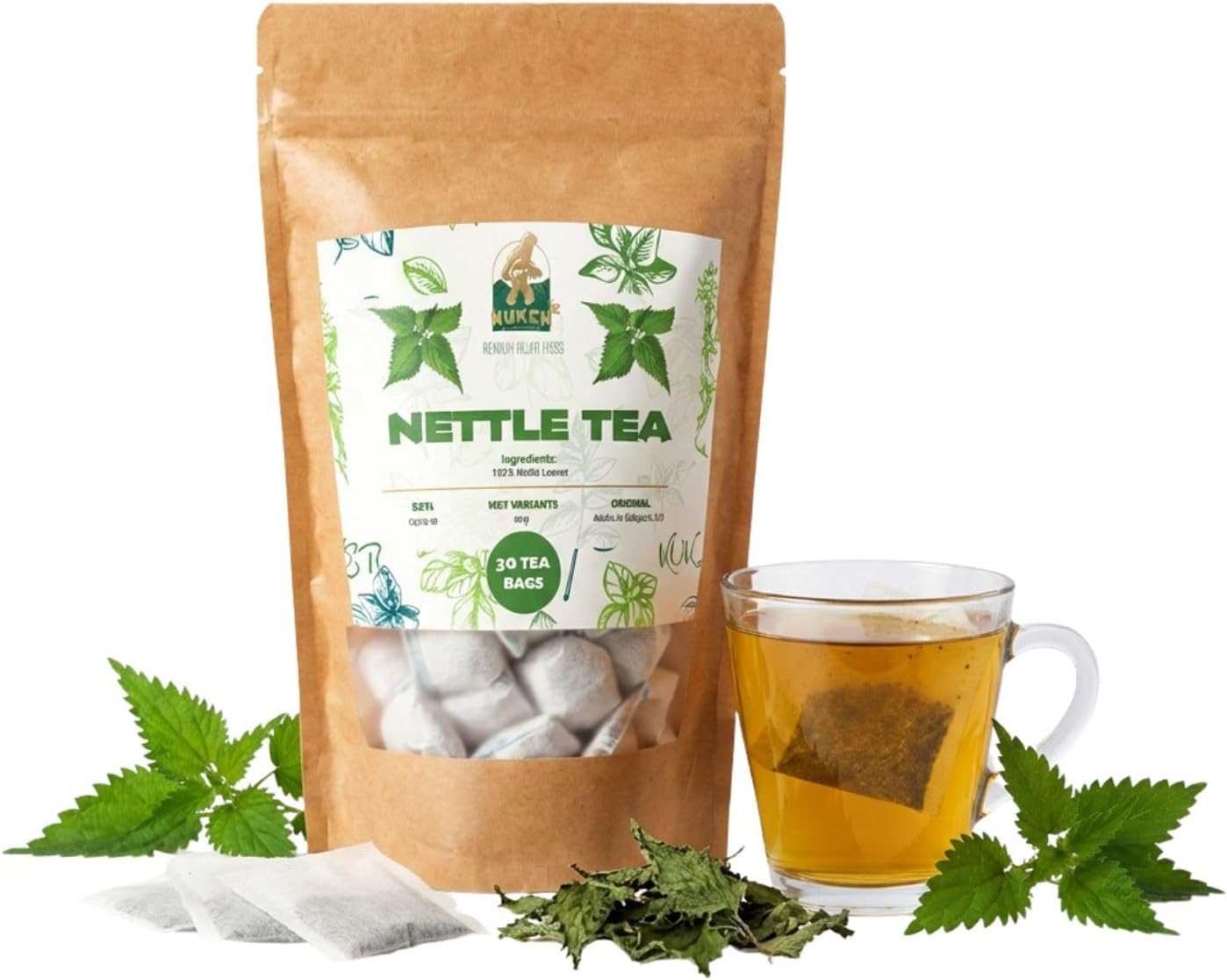 Nettle Leaf Tea 20 Bags - Nettle Tea Bags, Herbal Tea, Detox Tea, Green Tea Bags, Nettle Leaves, Detox Tea Bags, Green Tea Leaves, 30g