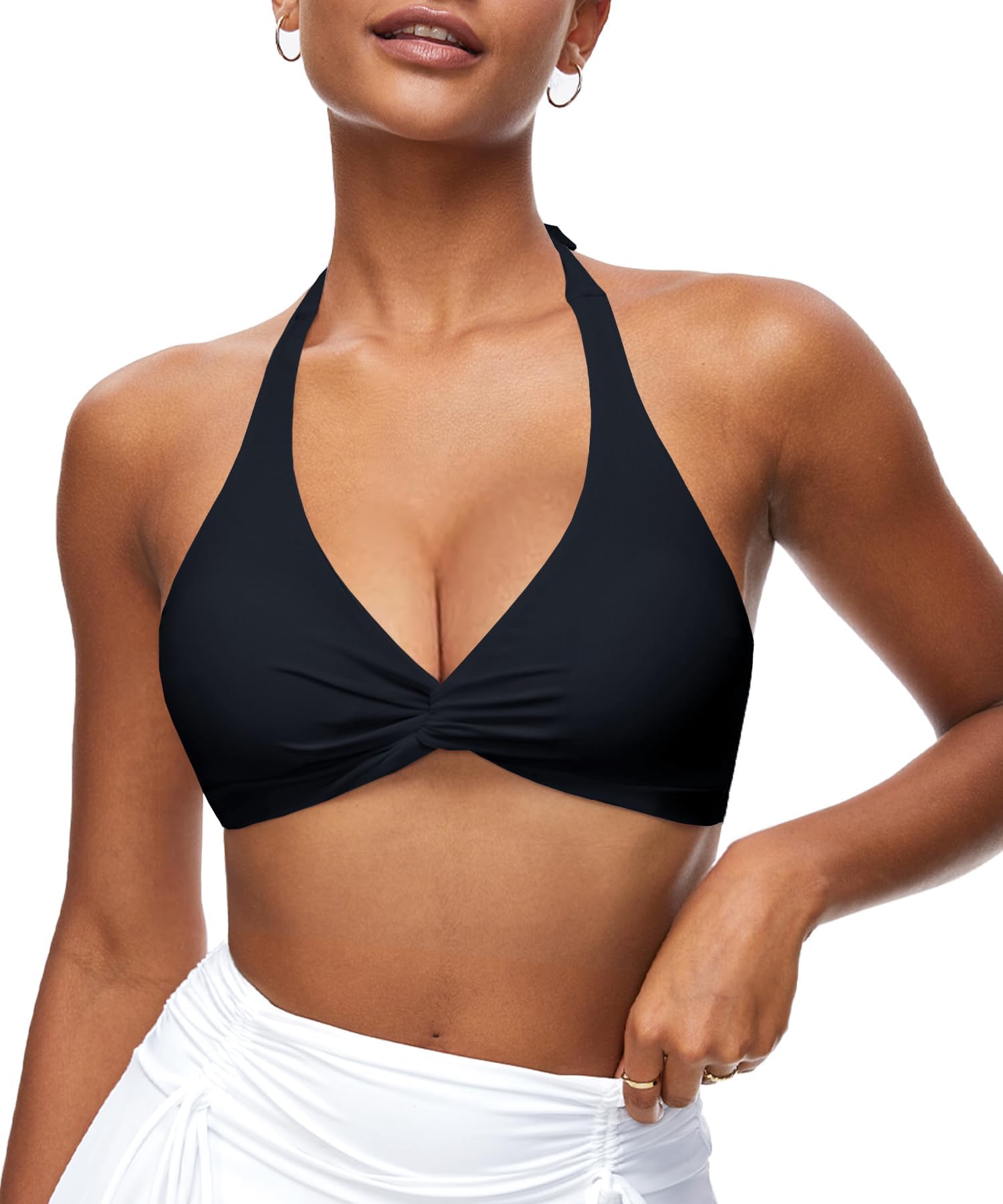 NavneetWomen Bikini Top Push Up Triangle Bikini Halter Neck Swimming Tops Sexy Swimwear Padded Beach Bathing Suits