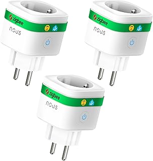 NOUS A7Z Prise Connectée ZigBee avec Suivi Énergie, 16A, Contrôle Vocal & via App, Programmation & Minuterie, Compatible Alexa, Google Home, Home Assistant, Tuya, Hub ZigBee Requis, 3 Pack