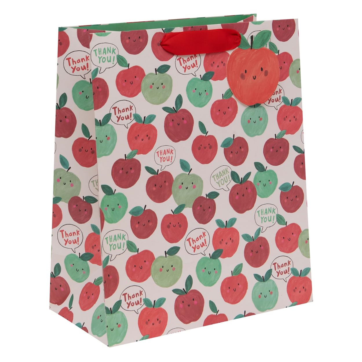 Glick Luxury Multi-Coloured Gift Bag with Apples: A Large 'Thank You Teacher' Gift Bag, Perfectly Designed to Express Thanks to Your Favourite Teacher, Multi-Coloured, 260 x 315 x 135 mm