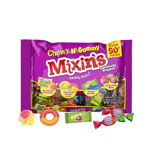 Colombina Mixins - Paquete variado de caramelos masticables y gomitas, paquete variado de gomitas y masticables envueltos individualmente, ideal