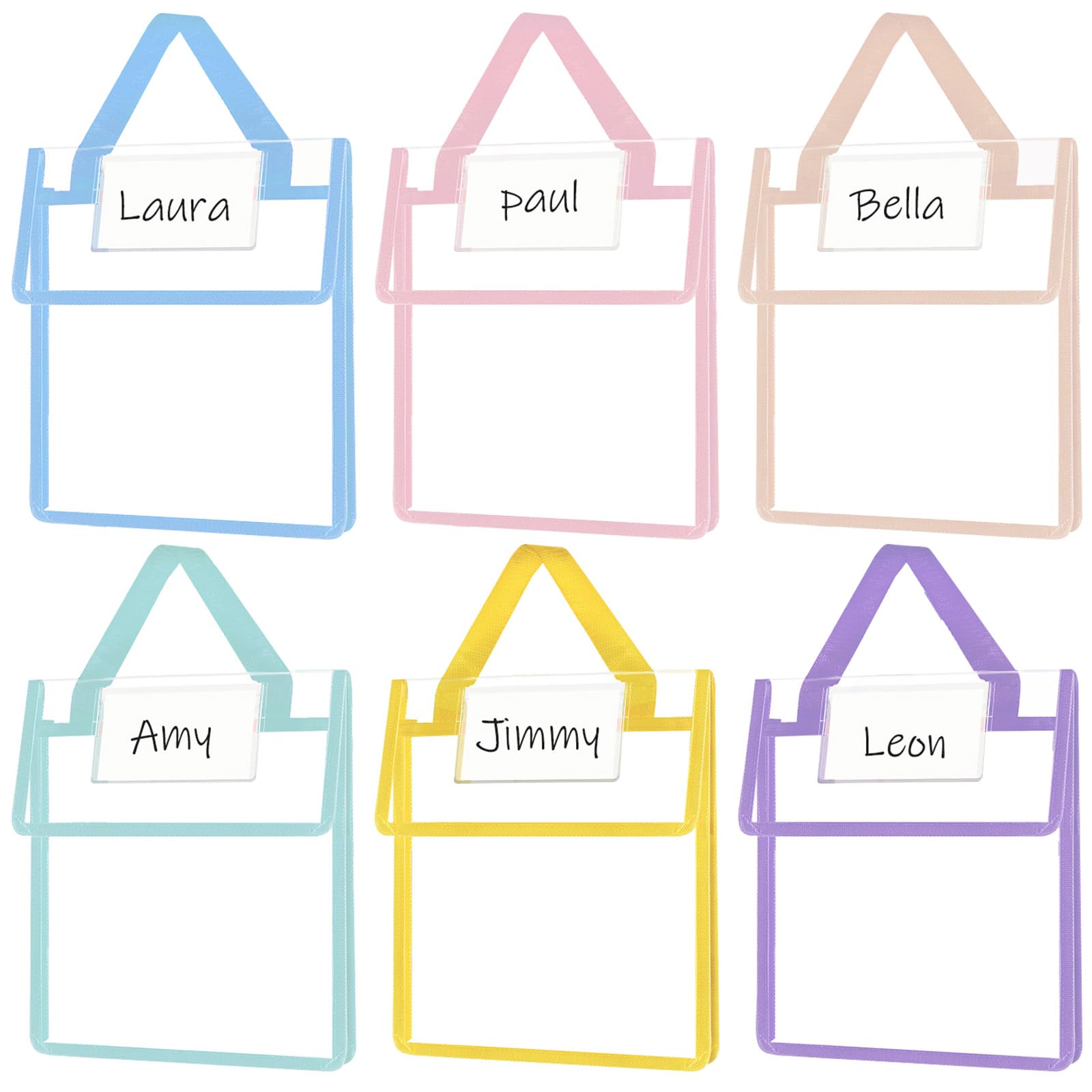 Teling Lot de 6 pochettes transparentes pour livres, 25,4 x 30,5 cm, pastel