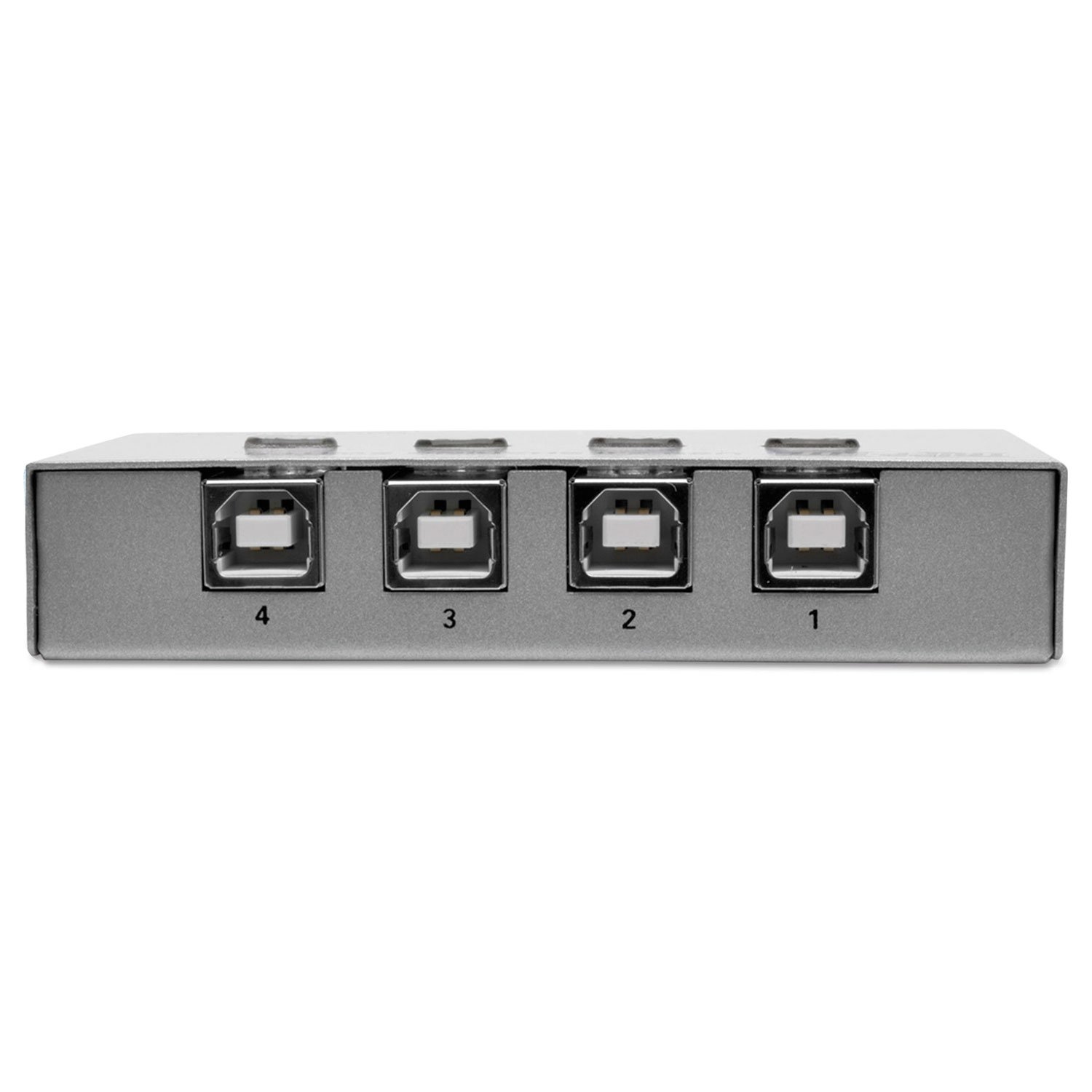 Tripp Lite Interruptor de 4 Puertos USB 2.0 Alta Velocidad para Compartir Impresora/Periféricos - Concentrador (USB 2.0, USB 2.0, 480 Mbit/s, FCC, CE, USB, Plata)