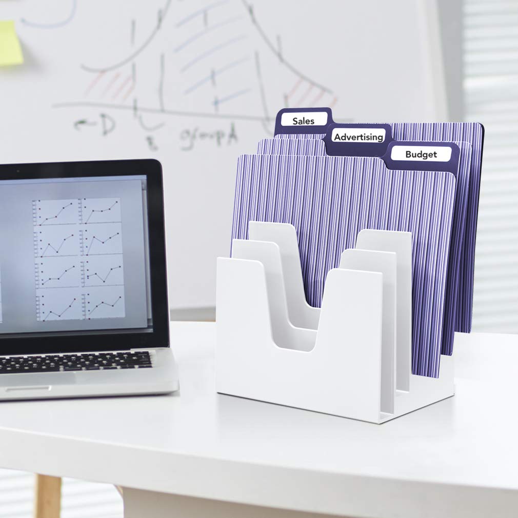 Acrimet Trieur à 5 Compartiments Inclinés, Organiseur de Courrier, Dossiers, Lettres, pour Bureau - Rangement de Bureau (Plastique) (Couleur Blanc)
