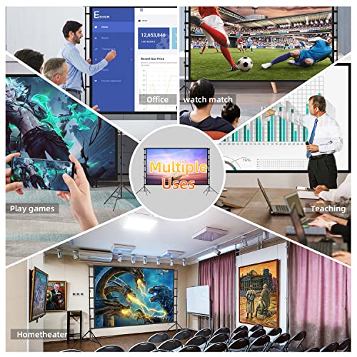 lejiada 100 Inch Outdoor Projector Screen with One-Piece Telescopic Stand, Wrinkle-Resistant 4K HD Movie Screen for Backyard, Camping and Indoor Home Theater (Fits Long Throw Projectors) by lejiada - Image 2