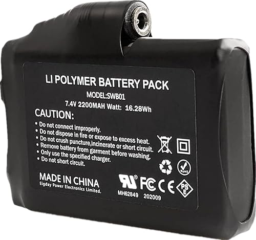 Miniatura 5 de Batería recargable para ropa térmica, 7.4 V, 2200 mAh, Li-ion, 7 horas de tiempo de carga, compatible con guantes calefactados