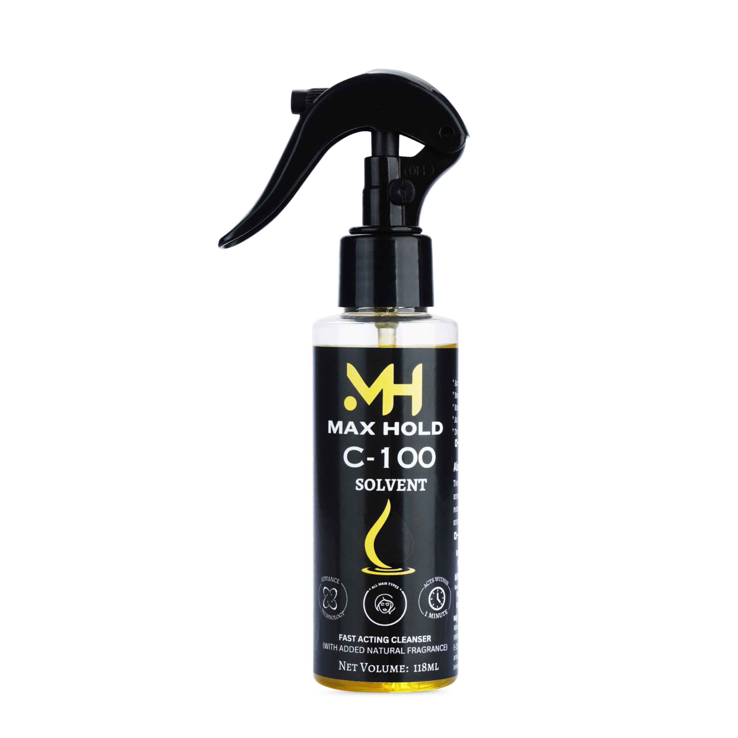 Max Hold C-100 Spray Adhesive Remover For Lace Wigs & Hair Wig Glue Remover Spray Hair Glue Remover Solvent Hair Patch Adhesive Remover Spray Patch Remover (Pack of 1 (118Ml)-image-12