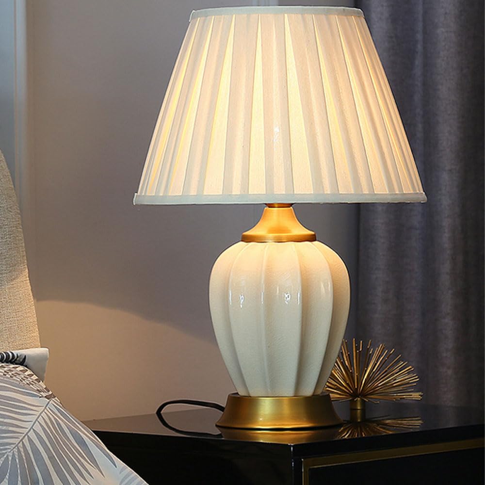 asdchZen 19.7" Chinoiserie Ceramic Table Lamp With Ice Cracks Traditional Bedside Desk Nightstand Lamp For Bedroom Living Room Office College Bookcase
