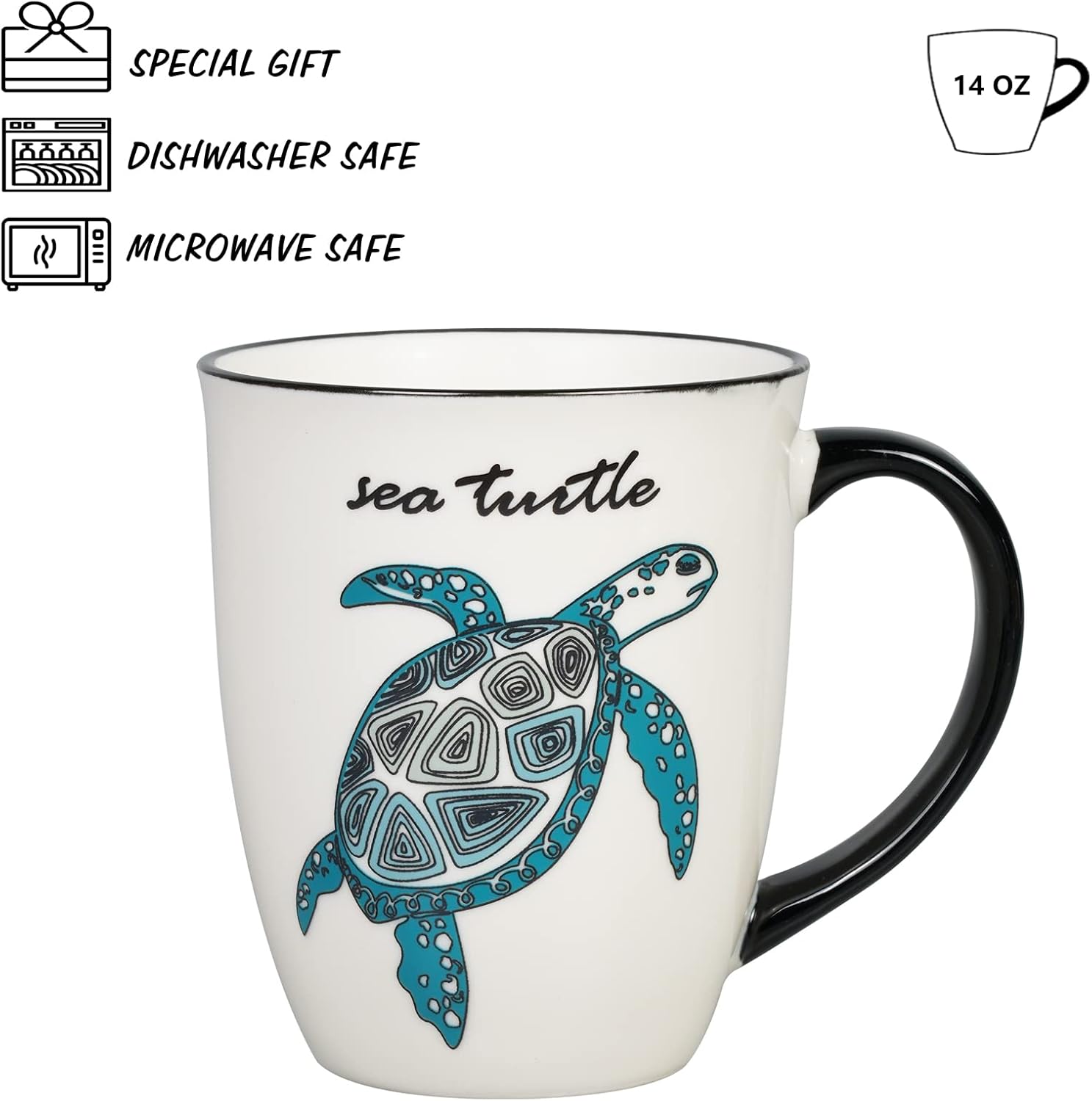 Sea Turtle Heat Changing Coffee Mug - Color Changing Mug - Ceramic Coffee Mug for Men Women Black and White - Image 2
