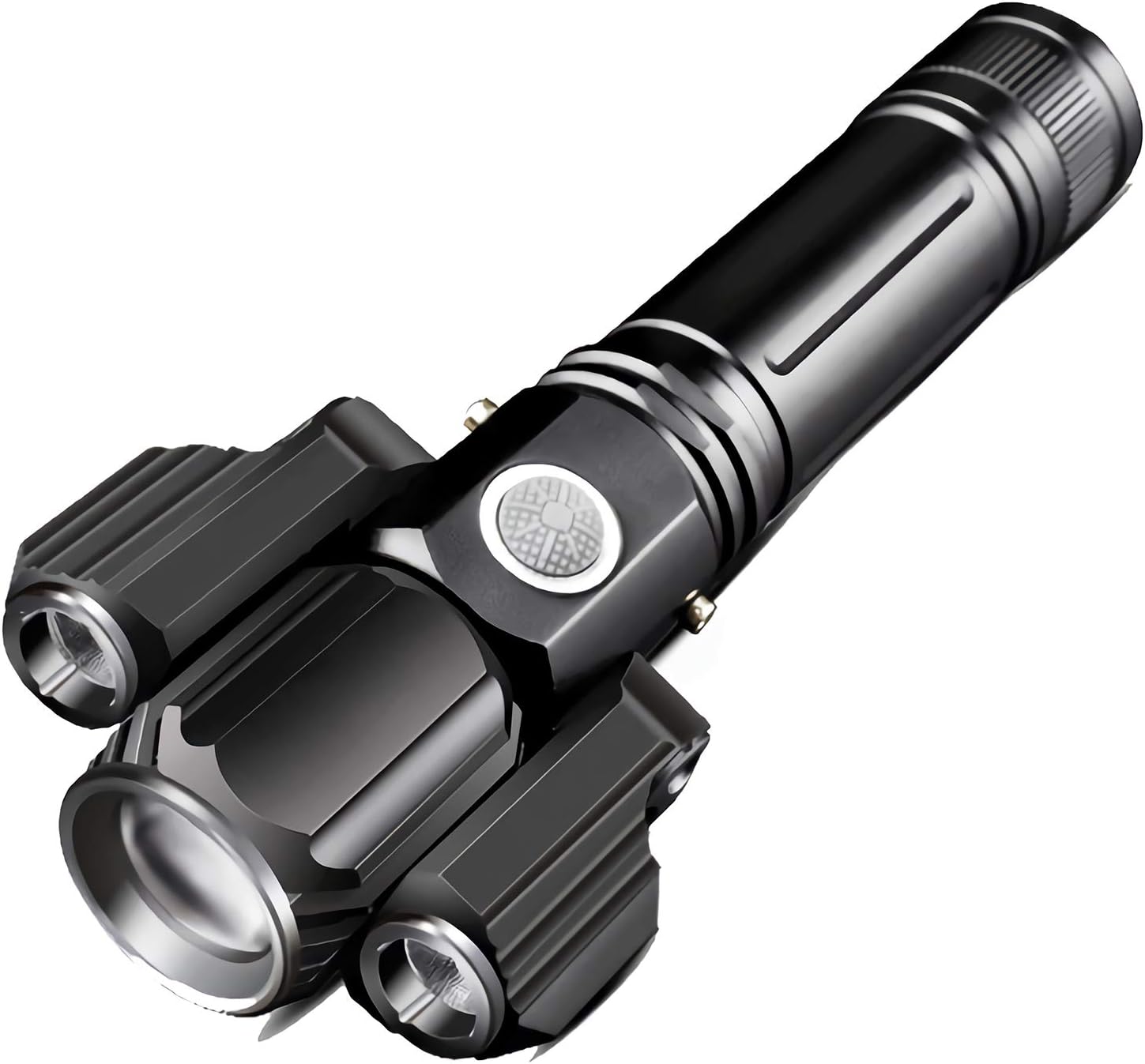 AUSXINX LED Tactical Flashlight with 3 Head- High Lumen, Zoomable, 4 Modes, Water Resistant, Handheld Light - Best Camping, Outdoor, Emergency, Everyday Flashlights
