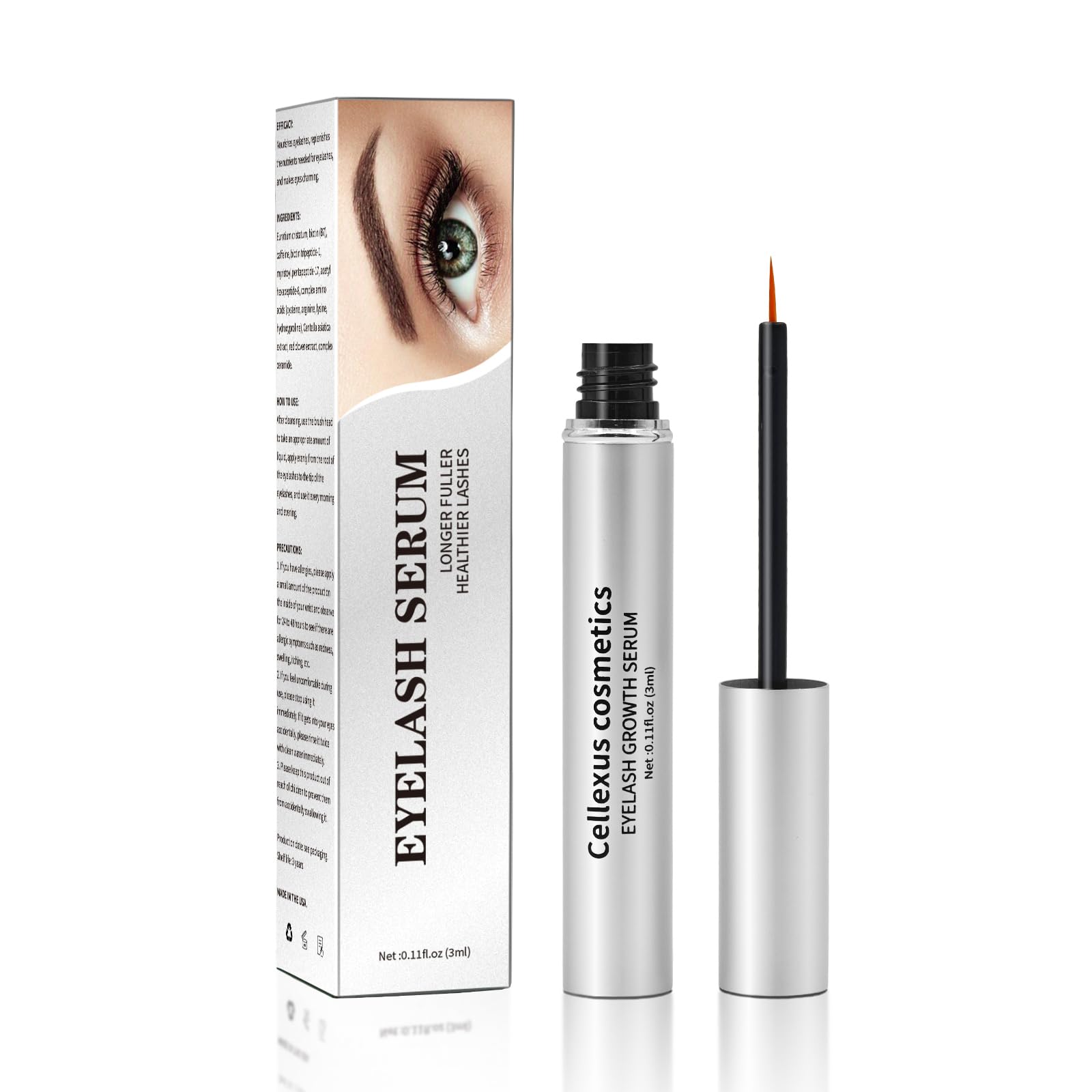 Eyelash Growth Serum: Uses an advanced nourishing formula to promote eyelash growth, resulting in longer and thicker lashes - Gentle, vegan formula, no animal testing (3ml)