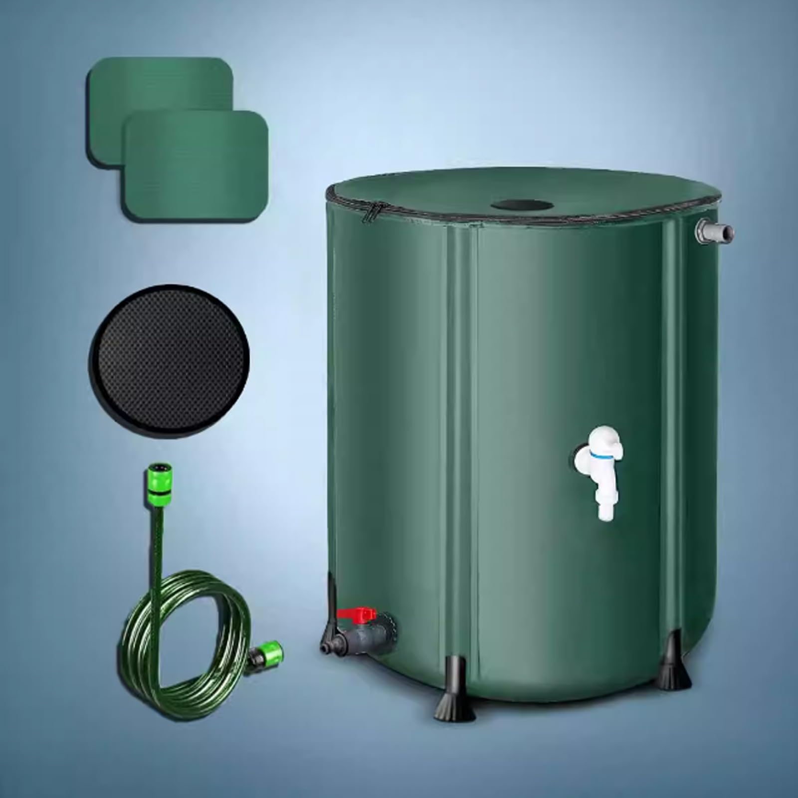 Serbatoio d'Acqua Portatile da 1000 Litri, barile per la Raccolta dell'Acqua piovana, Serbatoio di stoccaggio dell'Acqua da Giardino, Sistema di Raccolta dell'Acqua Esterna per Un'