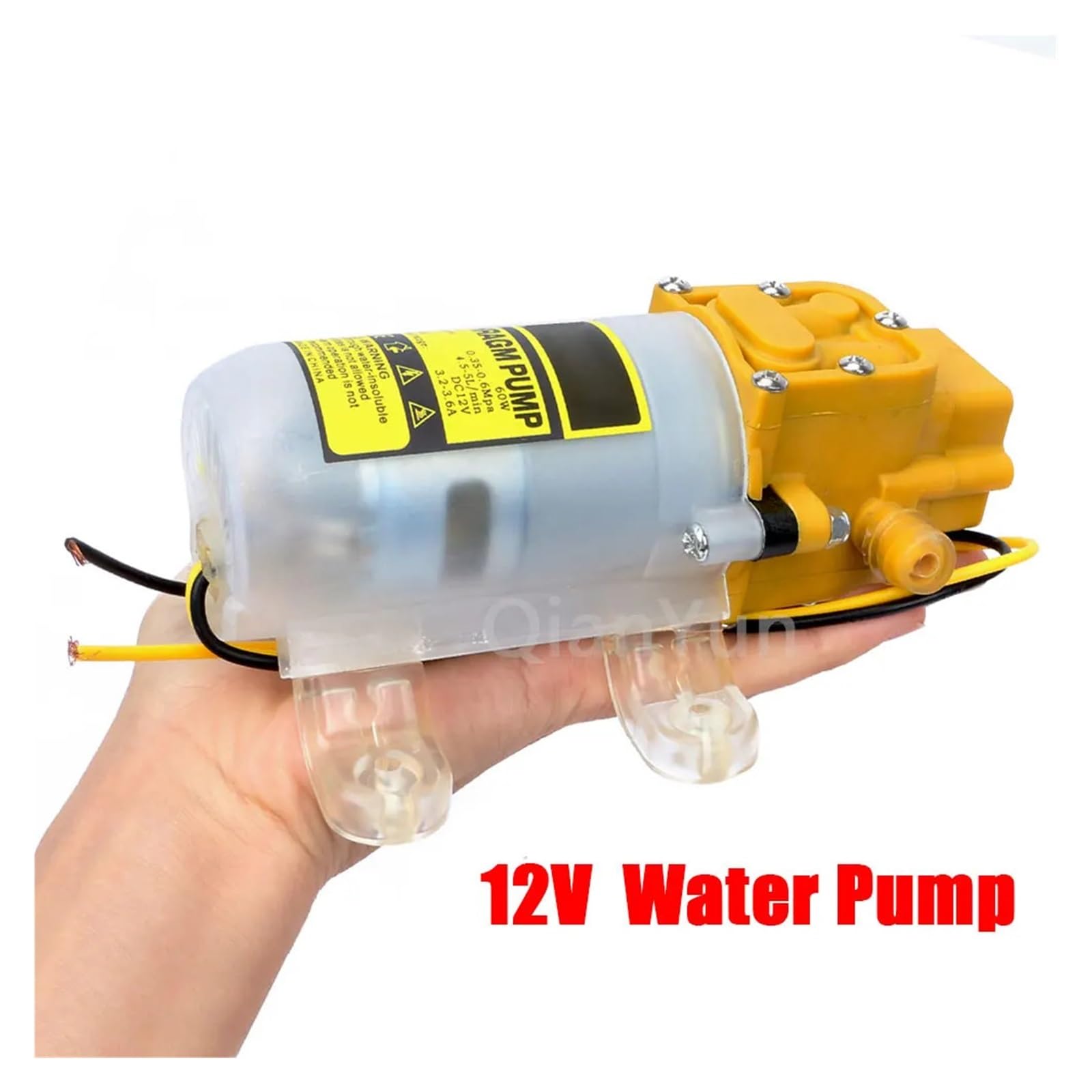 12V Mini Pompa Membranowa Myjnia Samochodowa Wysokociśnieniowa Mikro Refluksowa Rolnictwo Elektryczny Spray Mała Wodna Płynna Praca Stały Przepływ Niezawodność(Yellow 80w 12V)