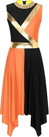 ranrann Liturgical Sleeveless Praise Dance Tunic for Women Cut Out Lyrical Worship Overlay Dance Costume