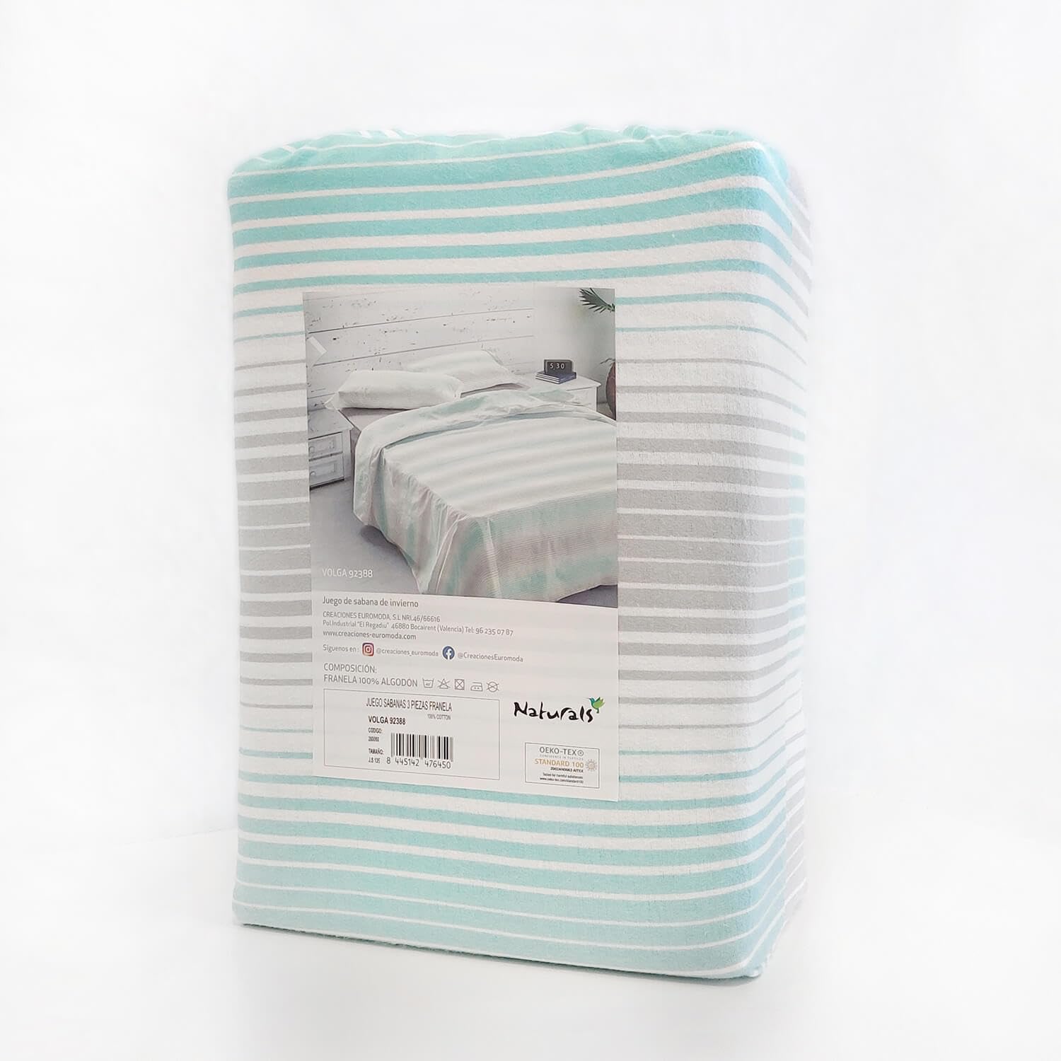 NATURALS - Set di lenzuola stampate per letto 150-100% cotone flanella - Include lenzuolo sopra + lenzuolo con angoli + 2 federe - extra morbido, traspirante - Volga