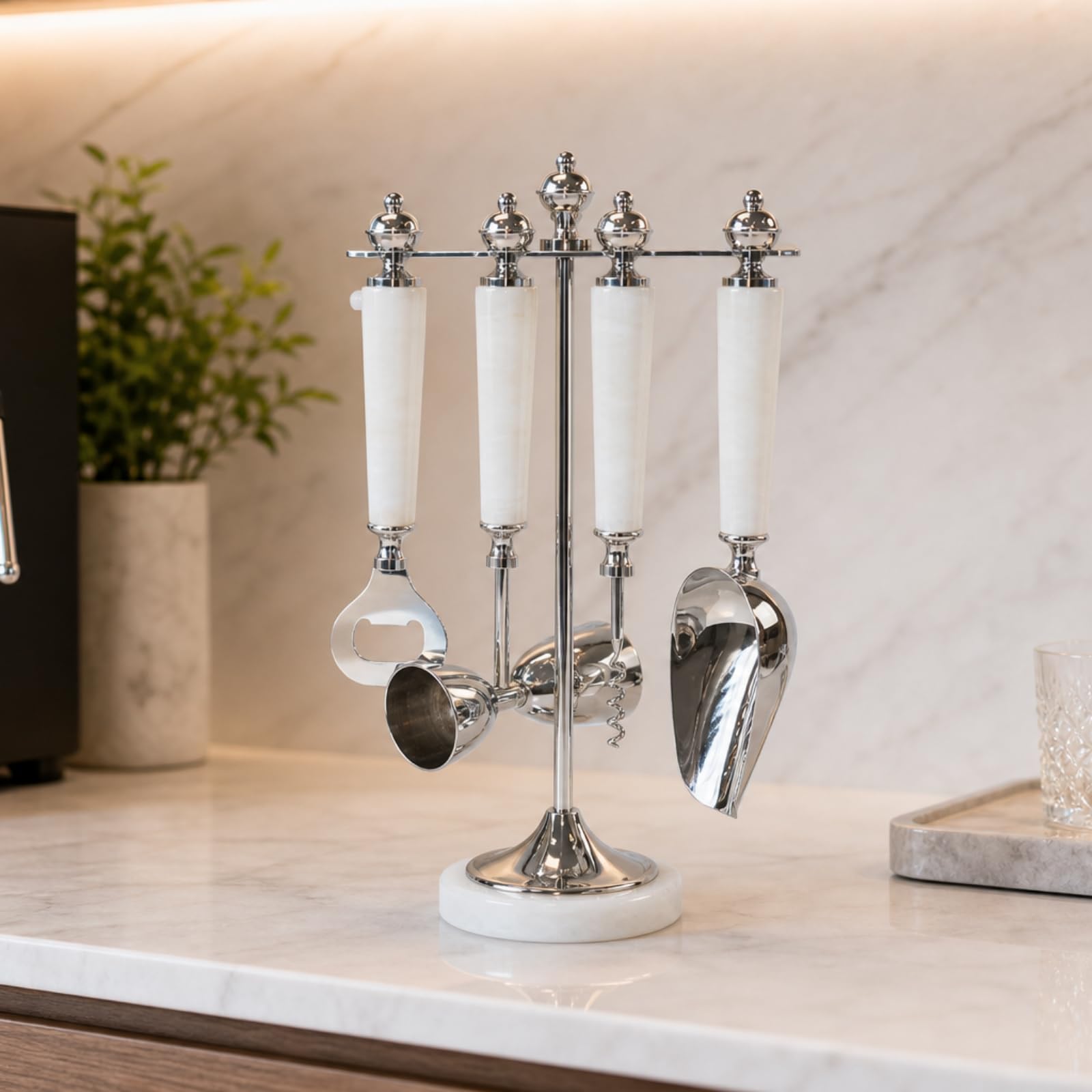 Barkeeper-Werkzeugständer elegant Set-Halter professionell ständer für Hausbar , Modern, Minimalistisch, Mit Walnussholz-Optik