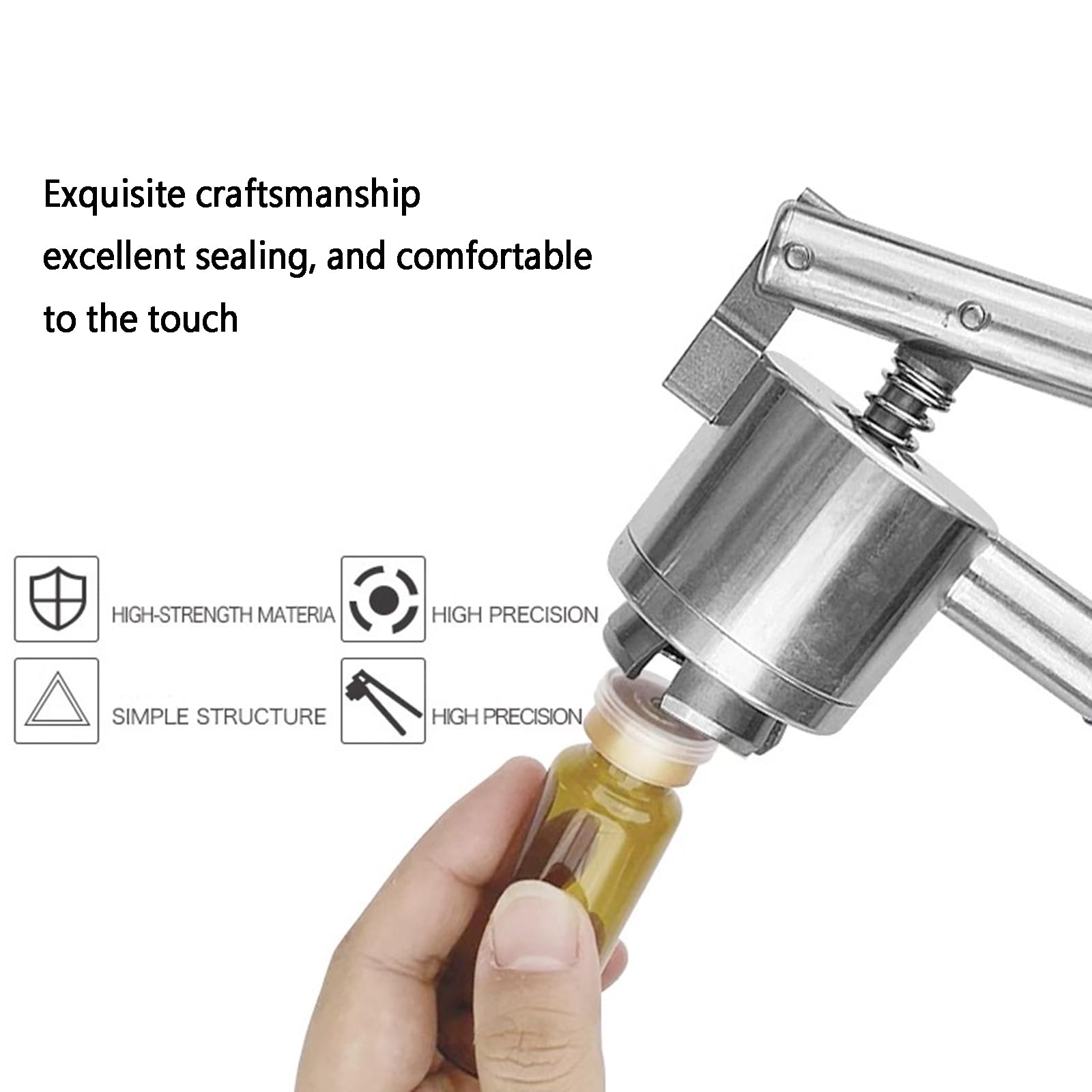 Pinza crimpatrice manuale per tappi di bottiglia, pinza in acciaio inox con manico antiscivolo, adatta per tappi in plastica-alluminio diametro 13 mm, ideale per flaconi spray