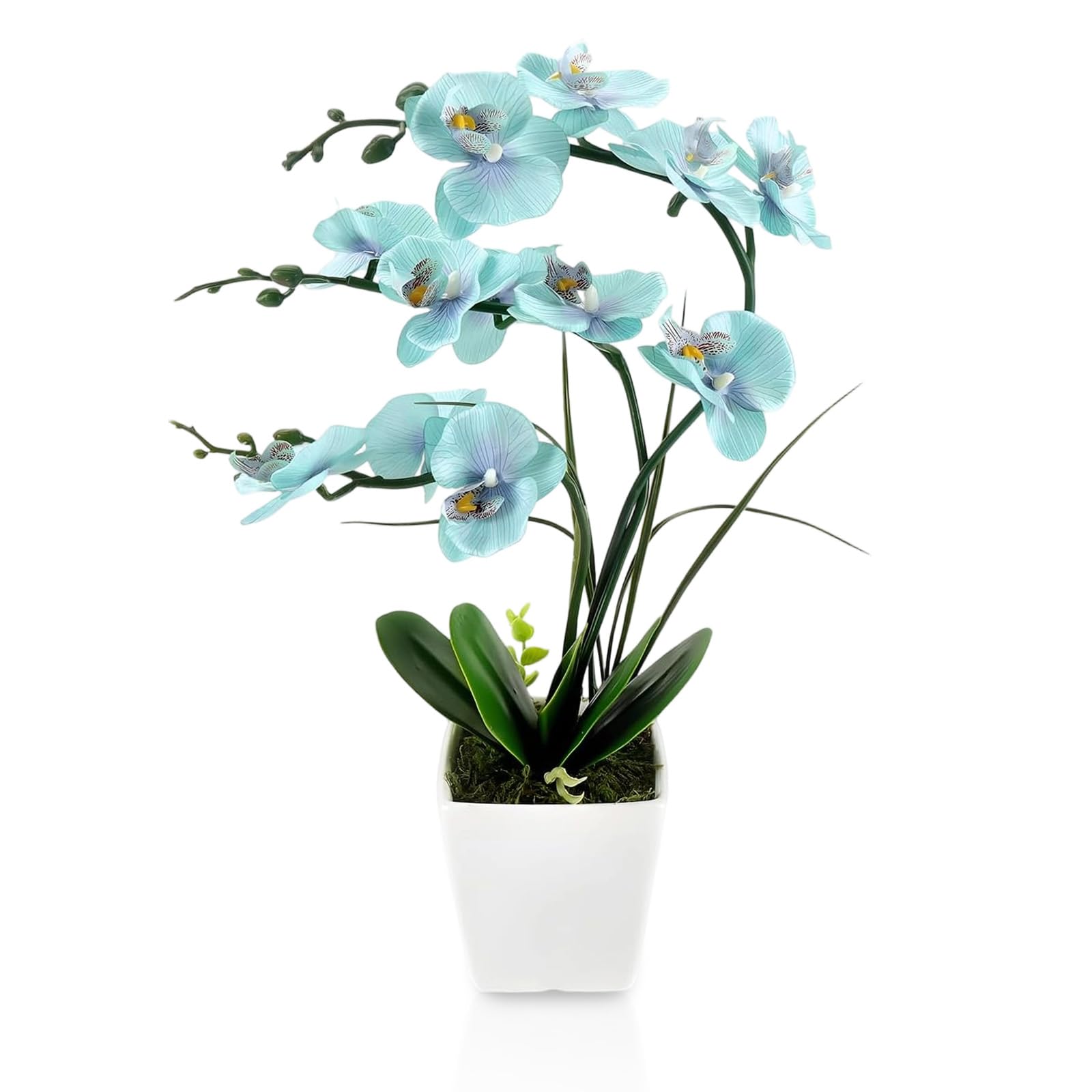 Künstliche Orchideen Kunstblumen Künstliche Phalaenopsis Orchidee Bonsai künstliche Blumen mit Imitation Gefälschte Orchideen für Wohnzimmer Badezimmer Tischdekoration (Blue001)