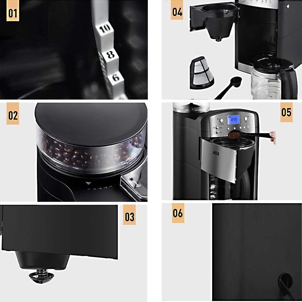 SMSOM Programmable Coffee Maker with Thermal Carafe, Full-Automatic Freshly Grinded Bean Powder Dual-use American Large Capacity Drip Coffee Machine 5 61vTiOom0TL. AC SL1001