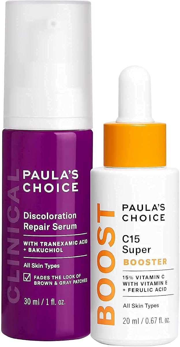 Discoloration Repair Serum & BOOST C15 Vitamin C Serum | Fades Stubborn Dark Spots with Tranexamic Acid & 15% Vitamin C, Fragrance-Free, Set of 2