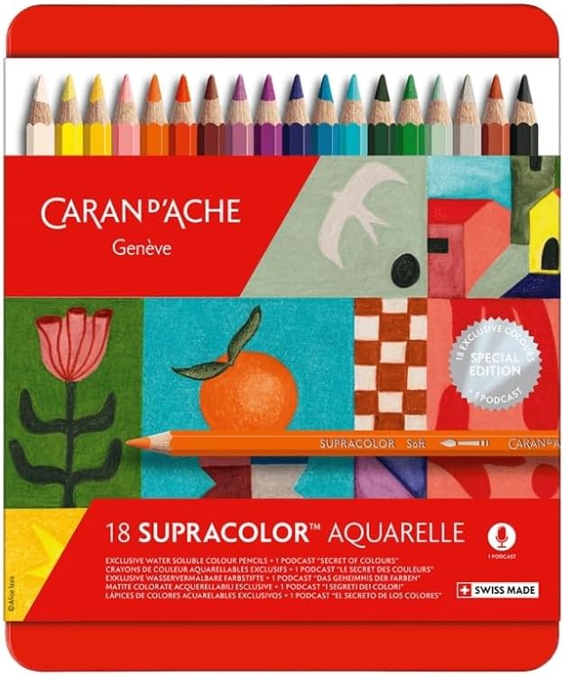 Caran d'Ache Supracolor Soft Aquarelle Pencils - Assorted Colors, Set of 18, Special Edition